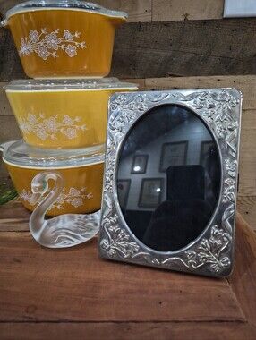 Vintage Silver Plated Photo Album Picture Frame 5x7 Book Style Cottagecore